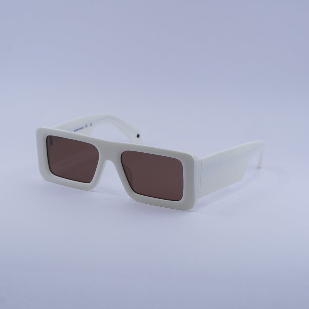 Off-White OERI140 TROY 0164 Sunglasses White Rectangle Frame, Brown Lenses